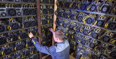 Overview of a modern mining farm with rows of ASIC miners working efficiently